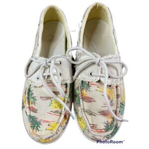 Sanuk Women's Hawaiian Multicolor Summer Lace Up Slip On Boat Shoes Size 6